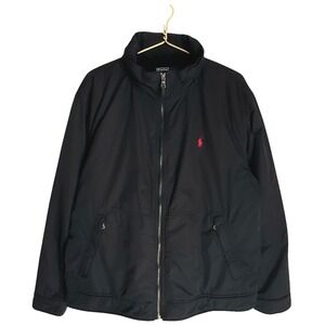 Polo Ralph Lauren Mens XL Insulated Hooded Jacket Black Fleece Lined Winter Coat